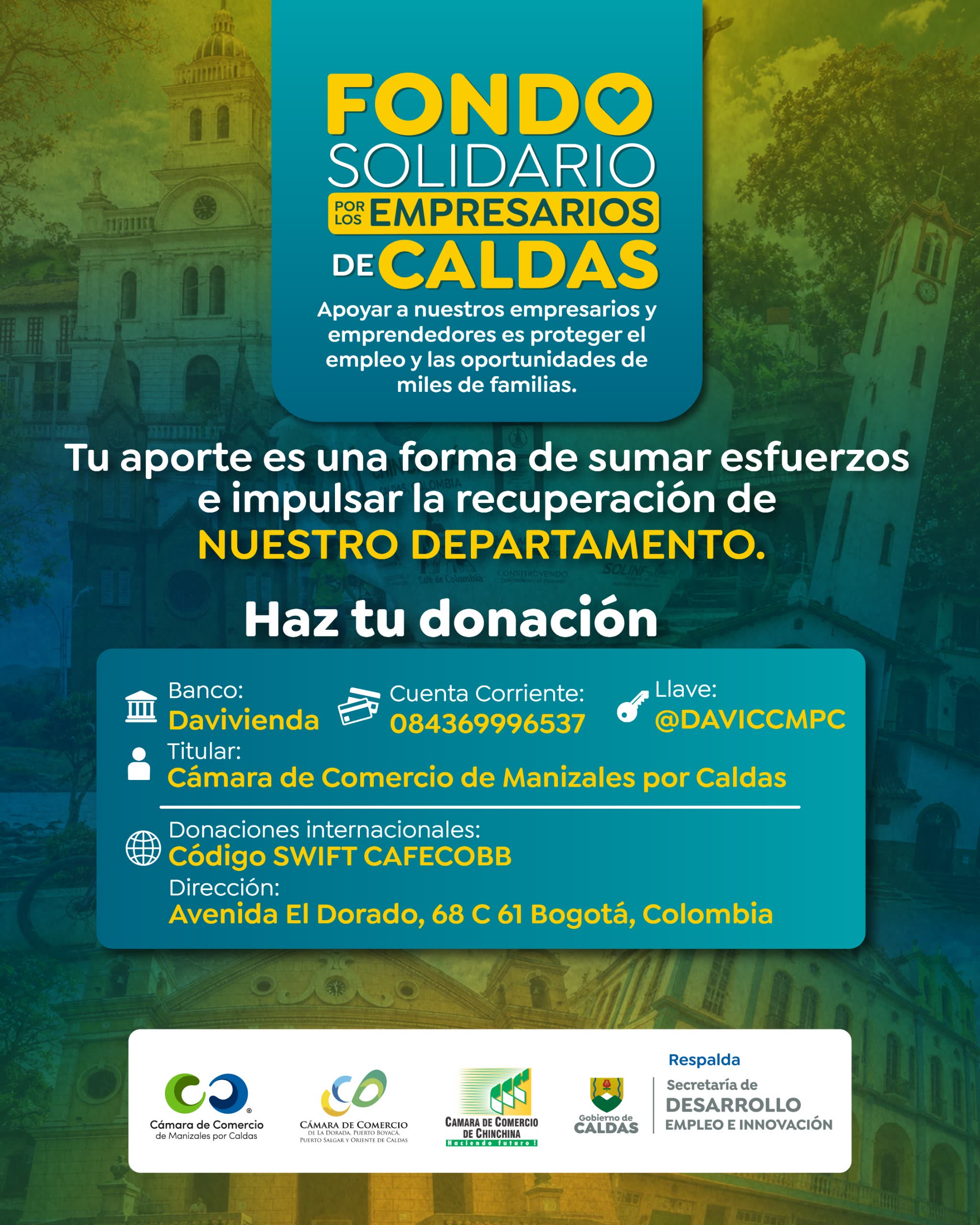 Fondo Solidario por los Empresarios de Caldas: Gobierno Departamental y Camaras de Comercio unen esfuerzos para apoyar la recuperacion empresarial